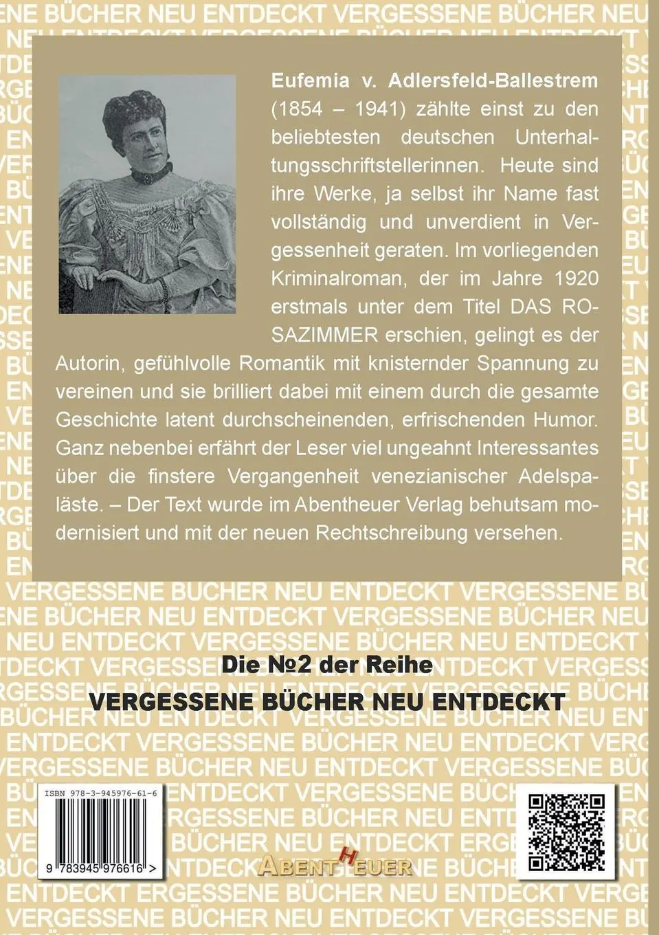 Rückseite: 9783945976616 | Das Geheimnis des Rosa Zimmers | Eufemia Von Adlersfeld-Ballestrem