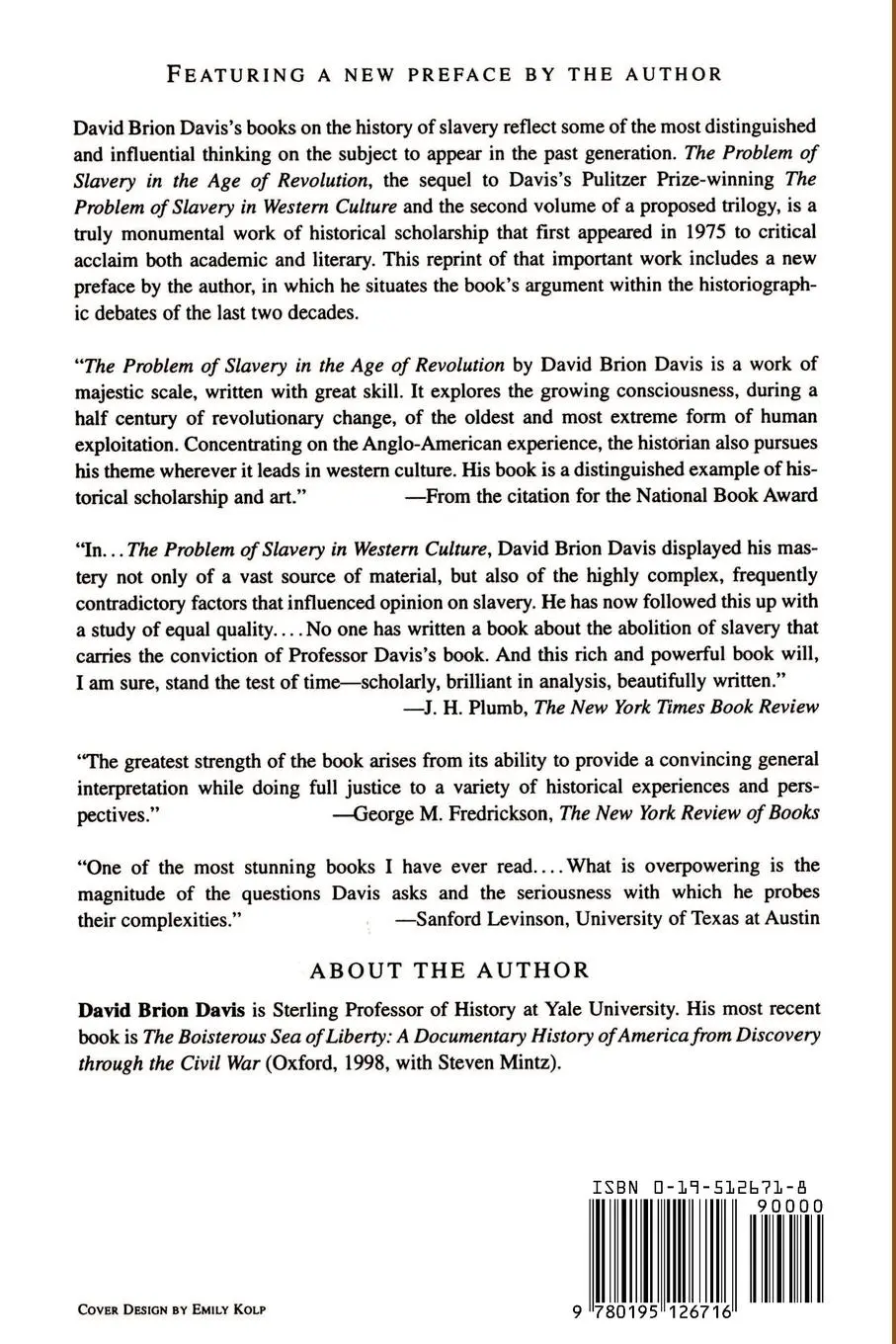 Rückseite: 9780195126716 | The Problem of Slavery in the Age of Revolution, 1770-1823 | Davis
