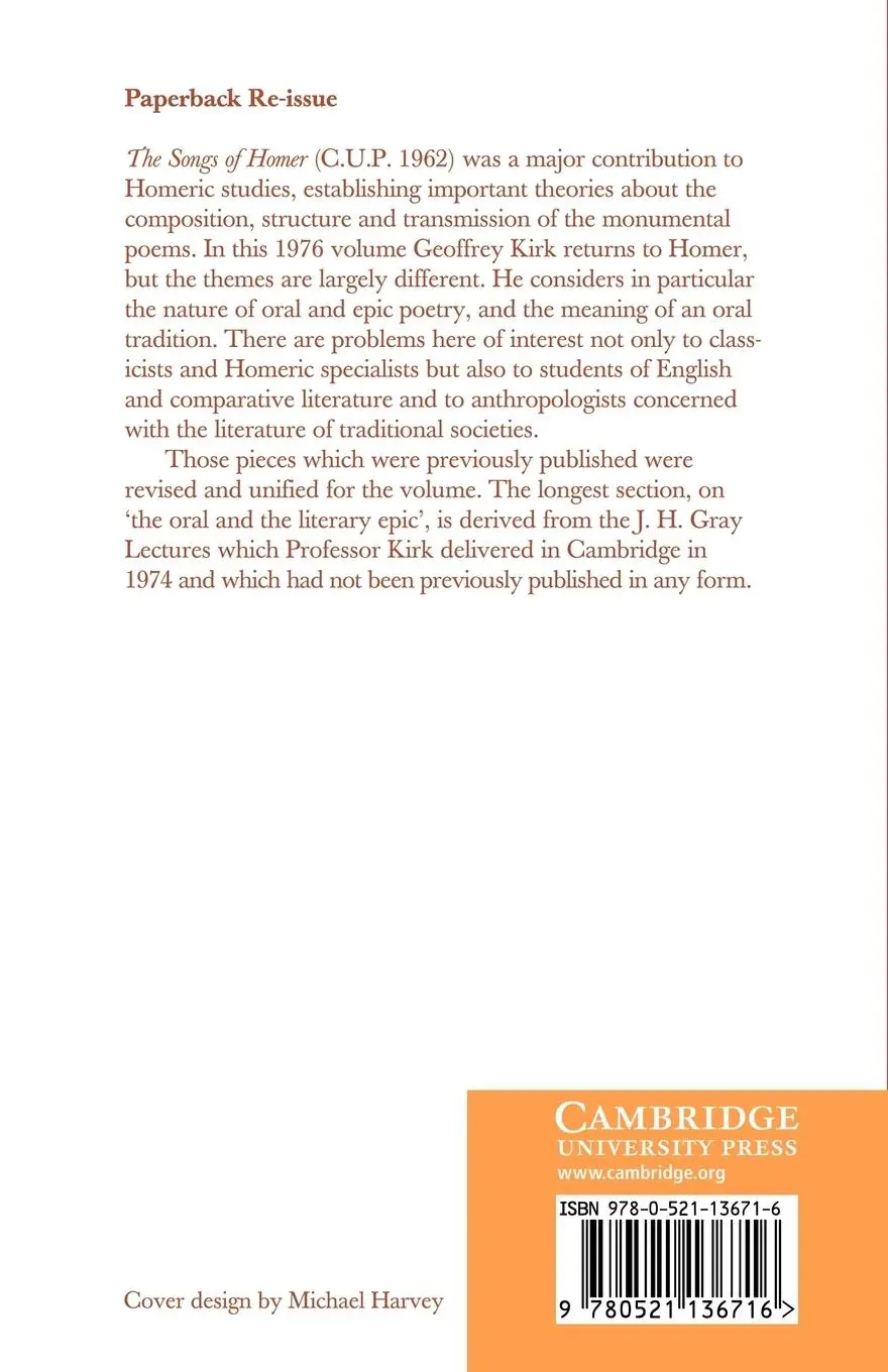 Rückseite: 9780521136716 | Homer and the Oral Tradition | G. S. Kirk (u. a.) | Taschenbuch | 2010