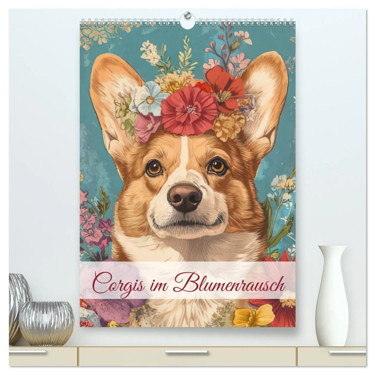 Cover: 9783457276716 | Corgis im Blumenrausch (hochwertiger Premium Wandkalender 2026 DIN...