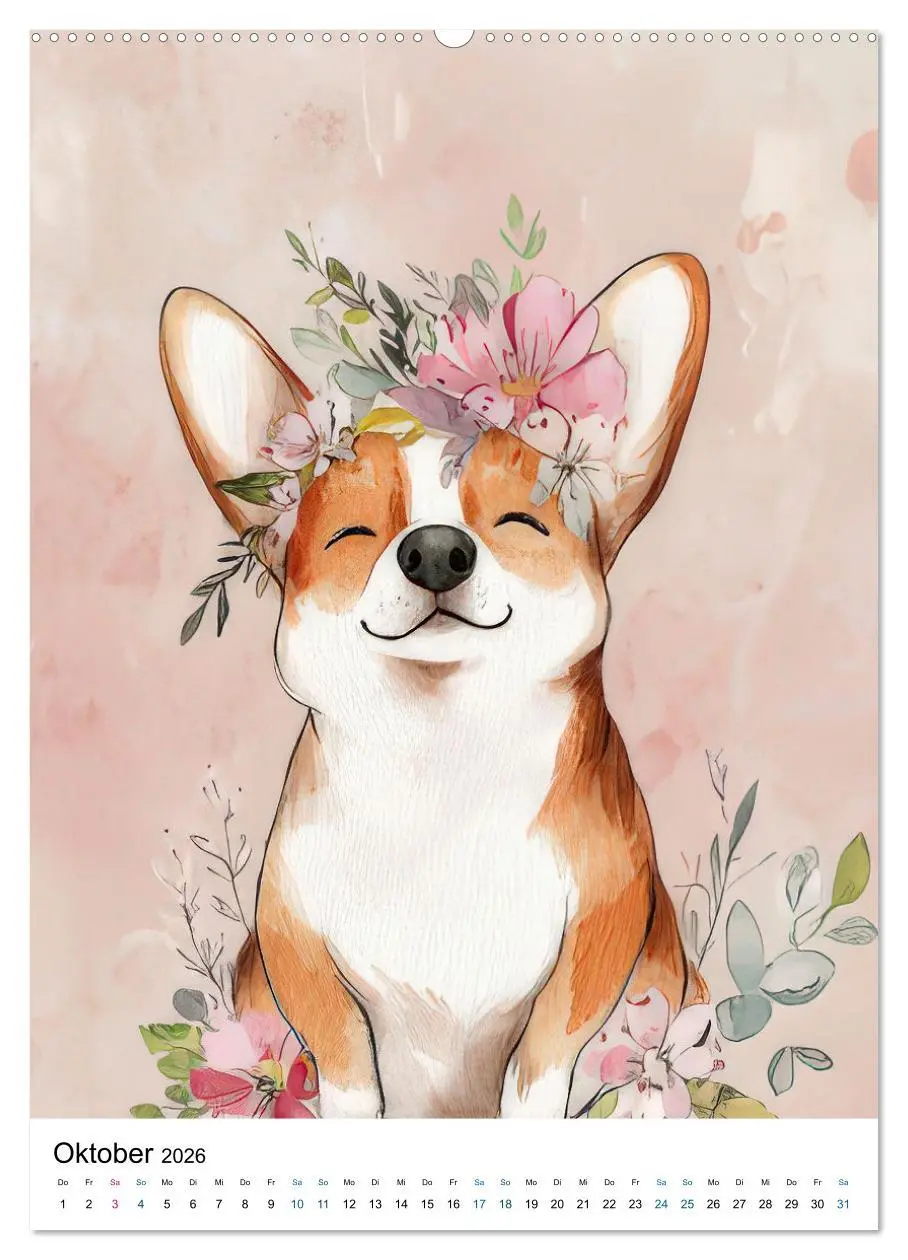Bild: 9783457276716 | Corgis im Blumenrausch (hochwertiger Premium Wandkalender 2026 DIN...