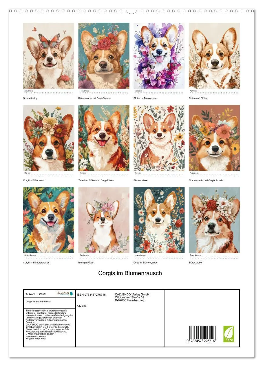 Bild: 9783457276716 | Corgis im Blumenrausch (hochwertiger Premium Wandkalender 2026 DIN...
