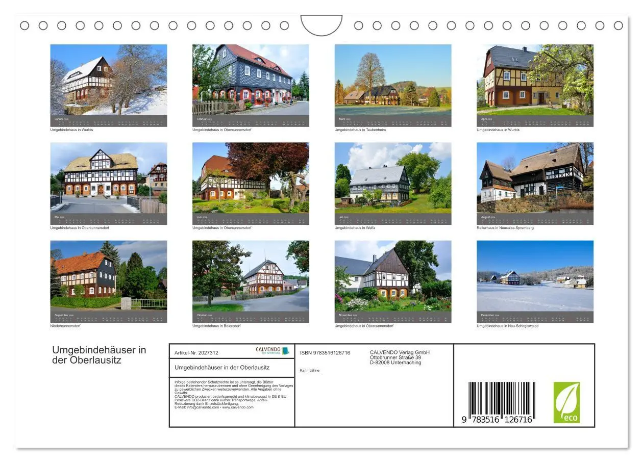 Bild: 9783516126716 | Umgebindehäuser in der Oberlausitz (Wandkalender 2026 DIN A4 quer),...