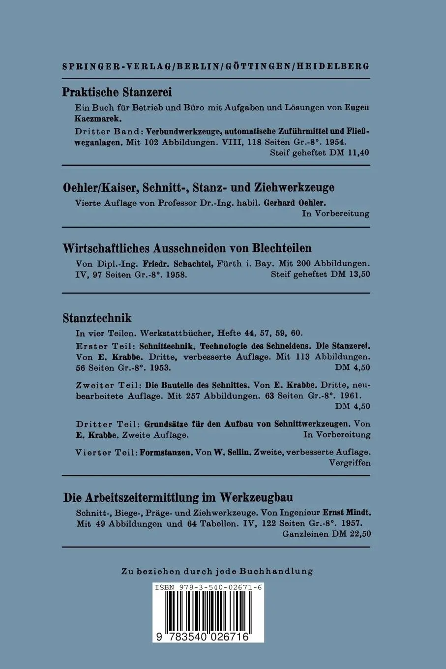 Rückseite: 9783540026716 | Wirtschaftliche Stanztechnik | Hans J. Gröbner | Taschenbuch | xii