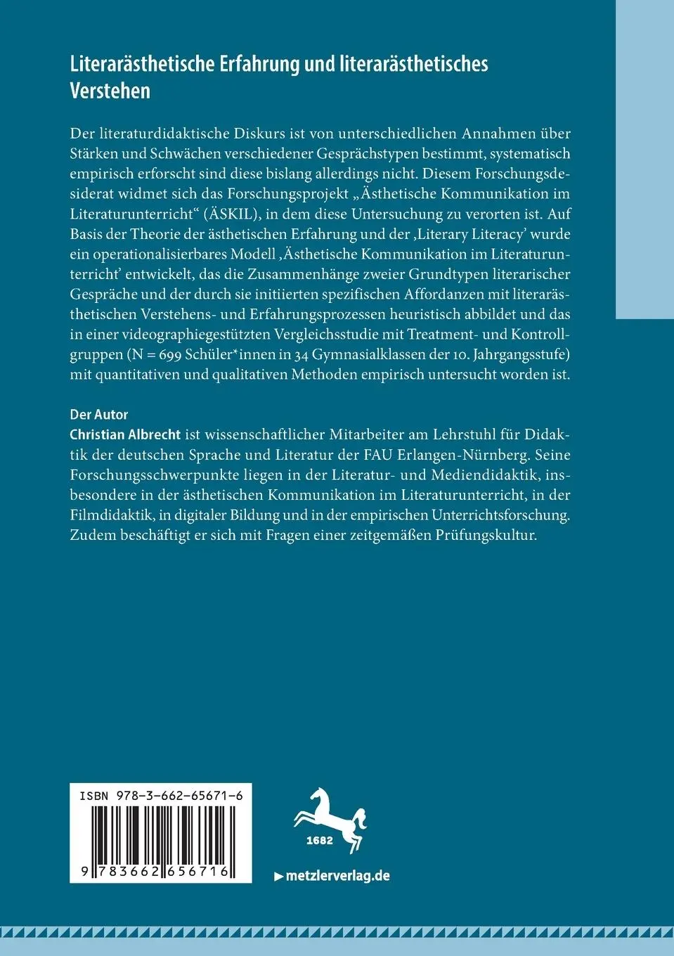 Rückseite: 9783662656716 | Literarästhetische Erfahrung und literarästhetisches Verstehen | Buch