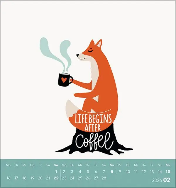 Bild: 9783731886716 | Kaffee? Läuft bei mir! 2026 | aufstellbarer Postkartenkalender | 13 S.