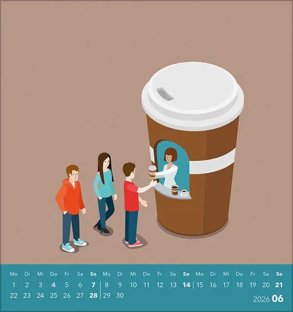 Bild: 9783731886716 | Kaffee? Läuft bei mir! 2026 | aufstellbarer Postkartenkalender | 13 S.