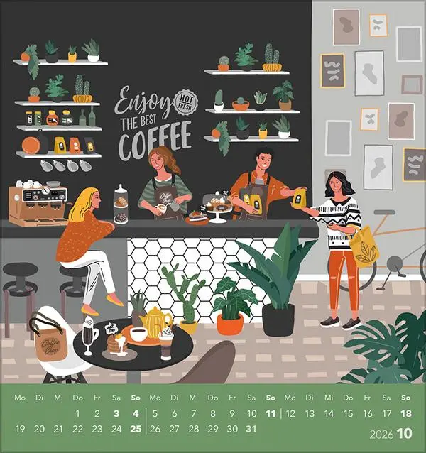 Bild: 9783731886716 | Kaffee? Läuft bei mir! 2026 | aufstellbarer Postkartenkalender | 13 S.