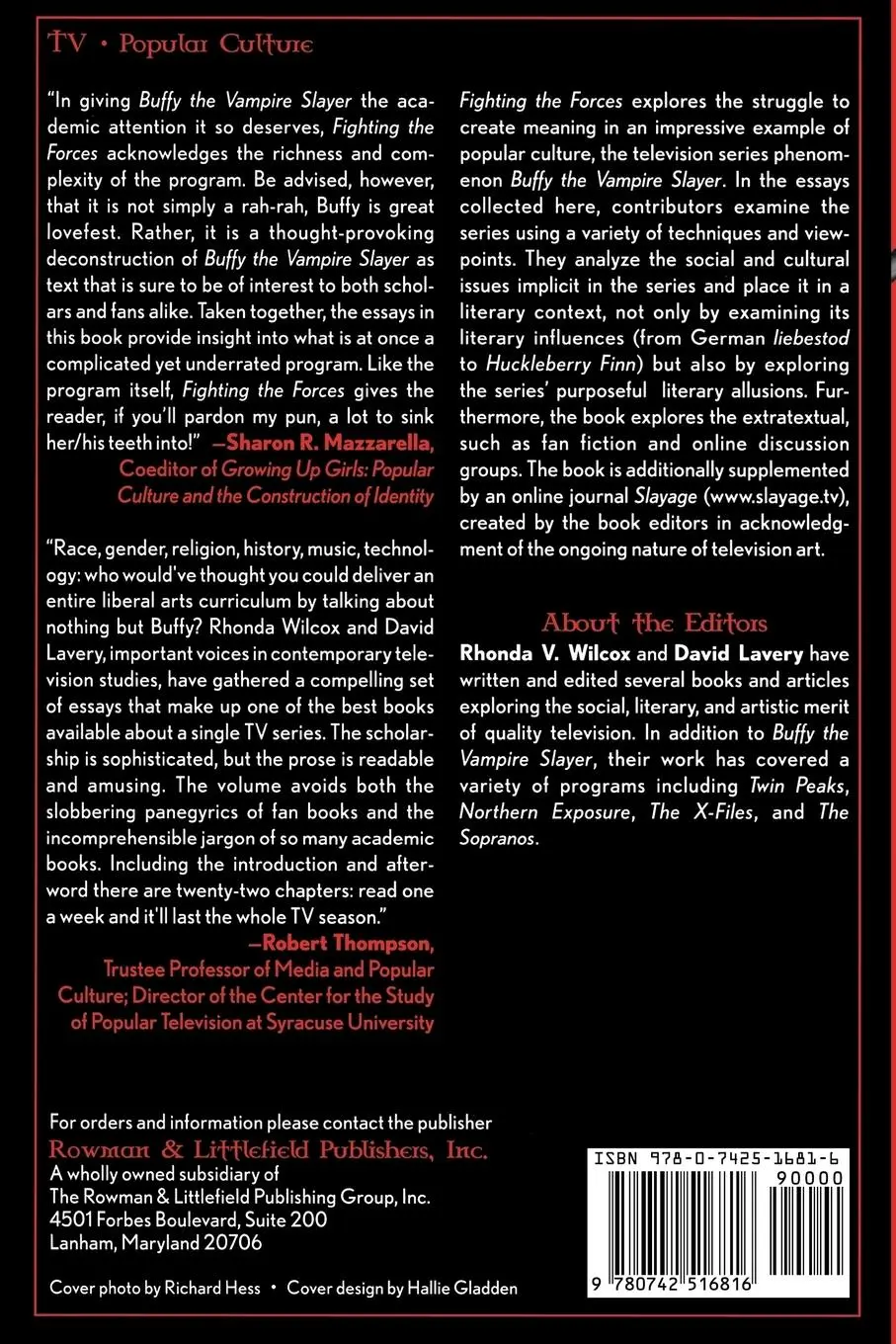 Rückseite: 9780742516816 | Fighting the Forces | What's at Stake in Buffy the Vampire Slayer