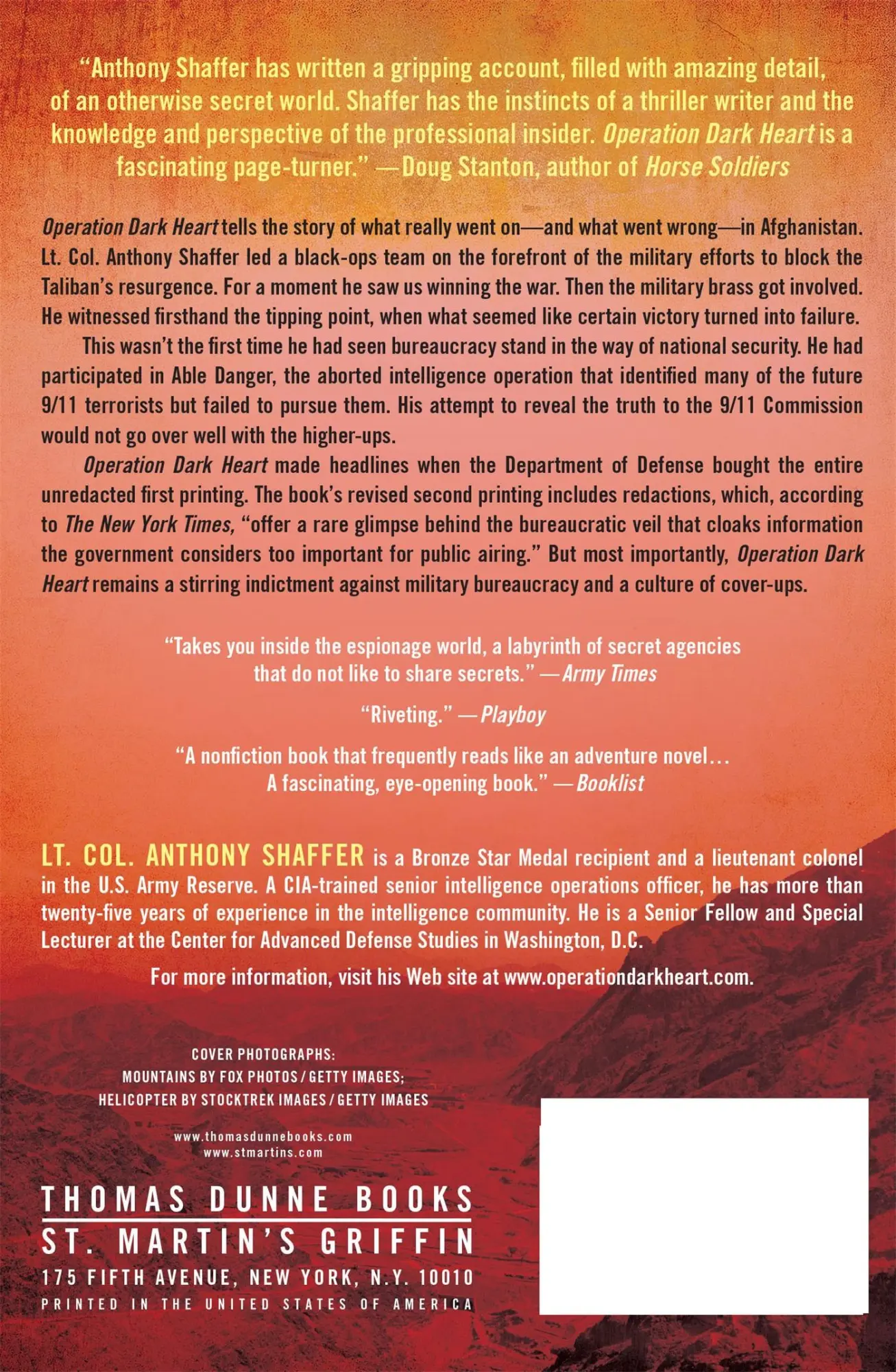 Rückseite: 9780312606916 | Operation Dark Heart | Anthony Shaffer | Taschenbuch | Englisch | 2011