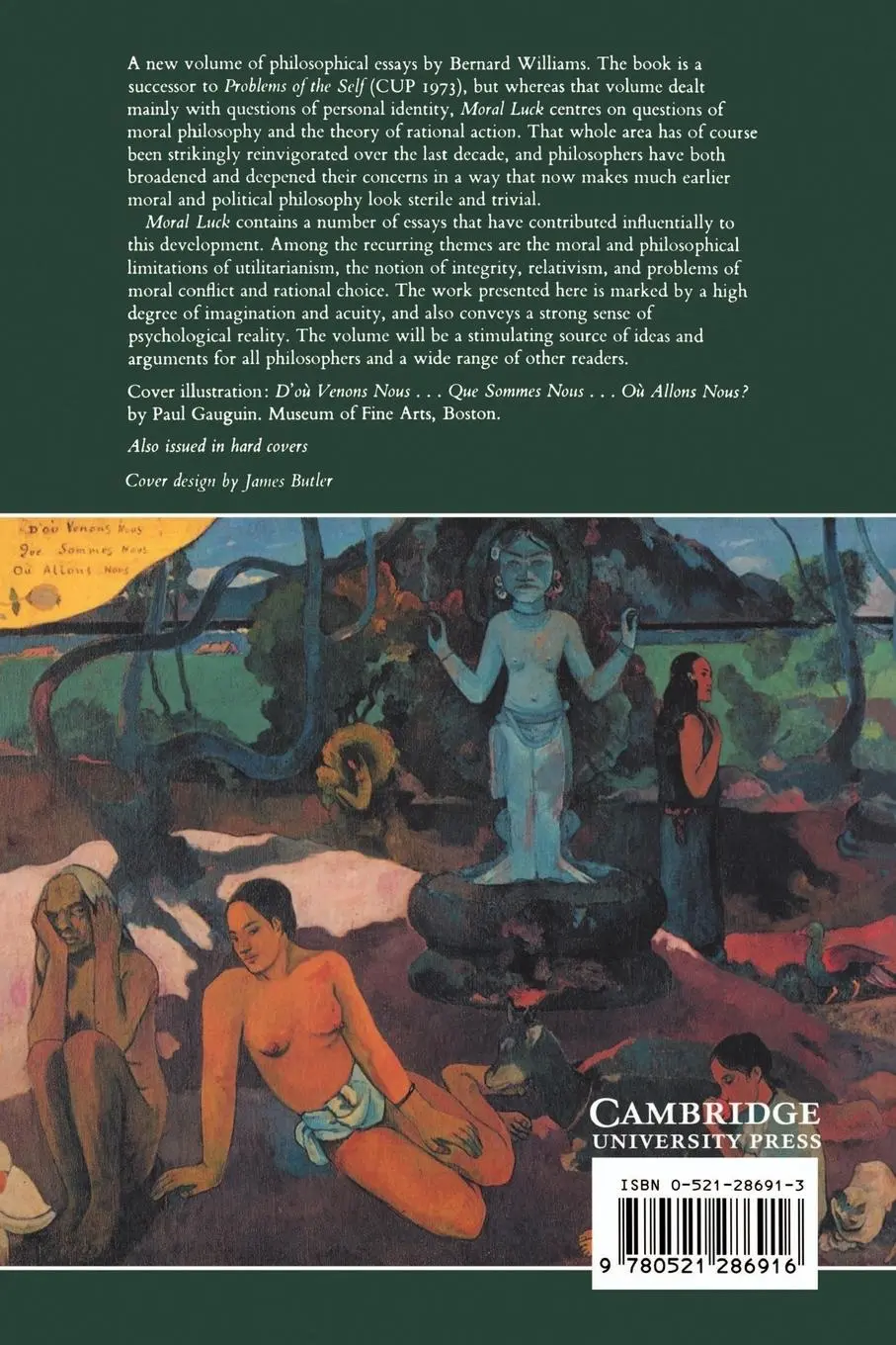 Rückseite: 9780521286916 | Moral Luck | Philosophical Papers 1973 1980 | Bernard Williams (u. a.)