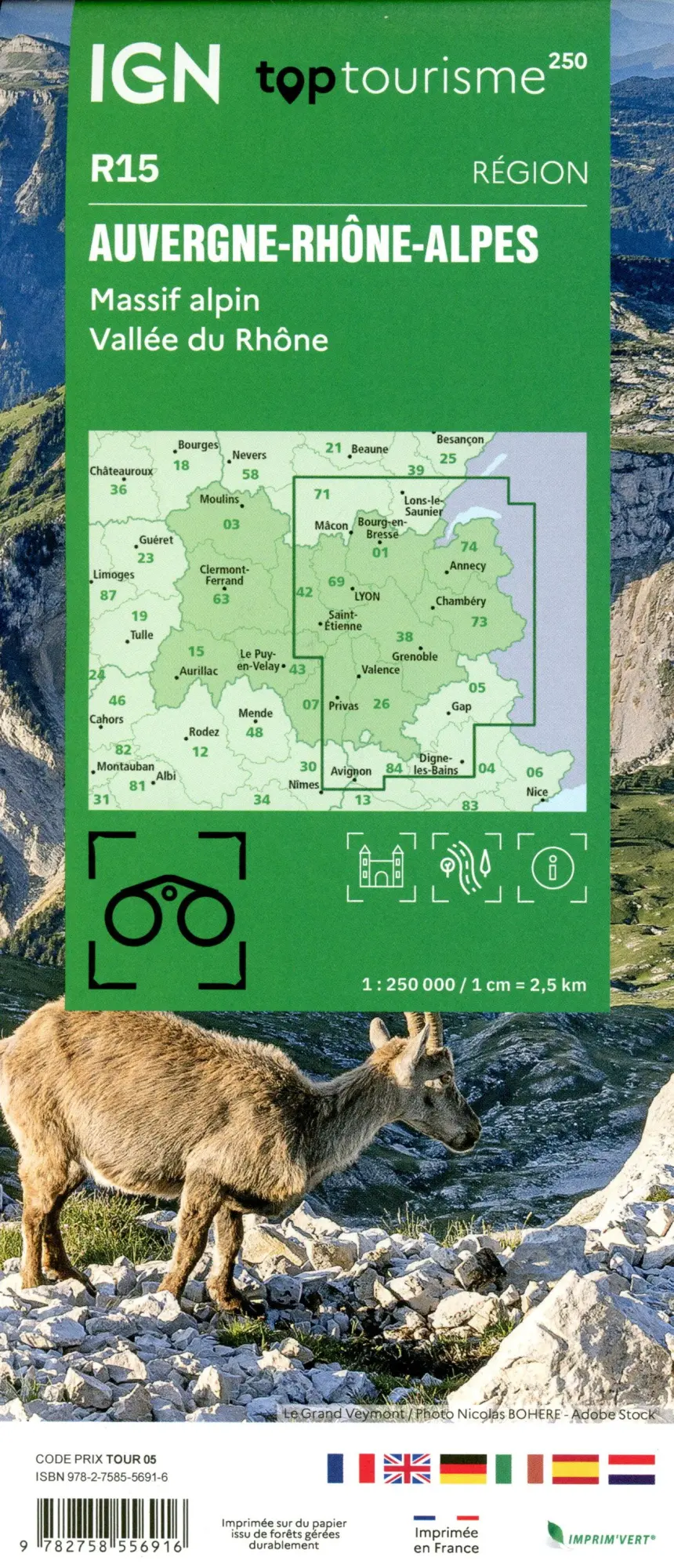 Bild: 9782758556916 | R15 Auvergne Rhône-Alpes - Massif Alpin | (Land-)Karte | Französisch
