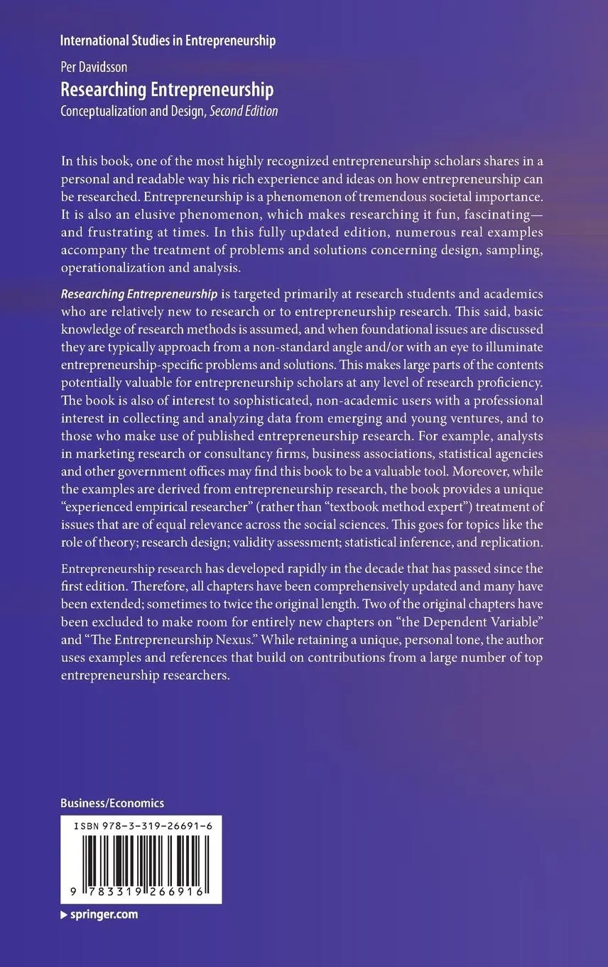 Rückseite: 9783319266916 | Researching Entrepreneurship | Conceptualization and Design | Buch