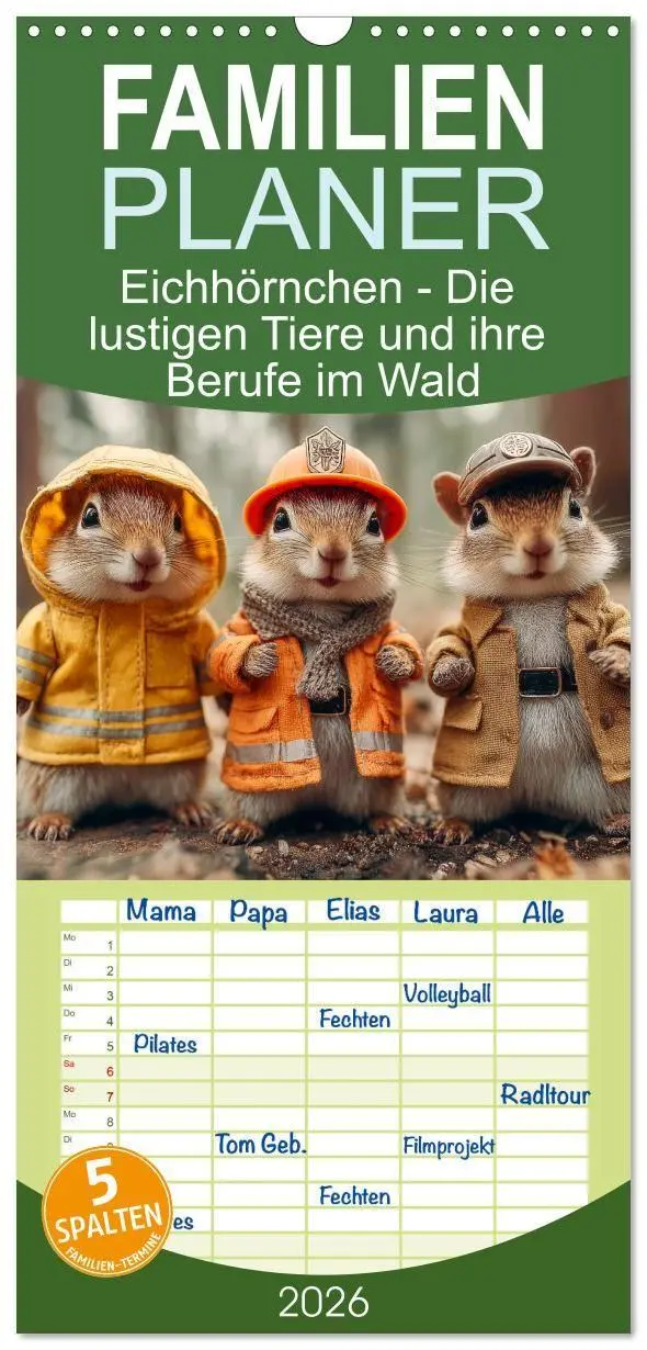 Cover: 9783516656916 | Familienplaner 2026 - Eichhörnchen - Die lustigen Tiere und ihre...