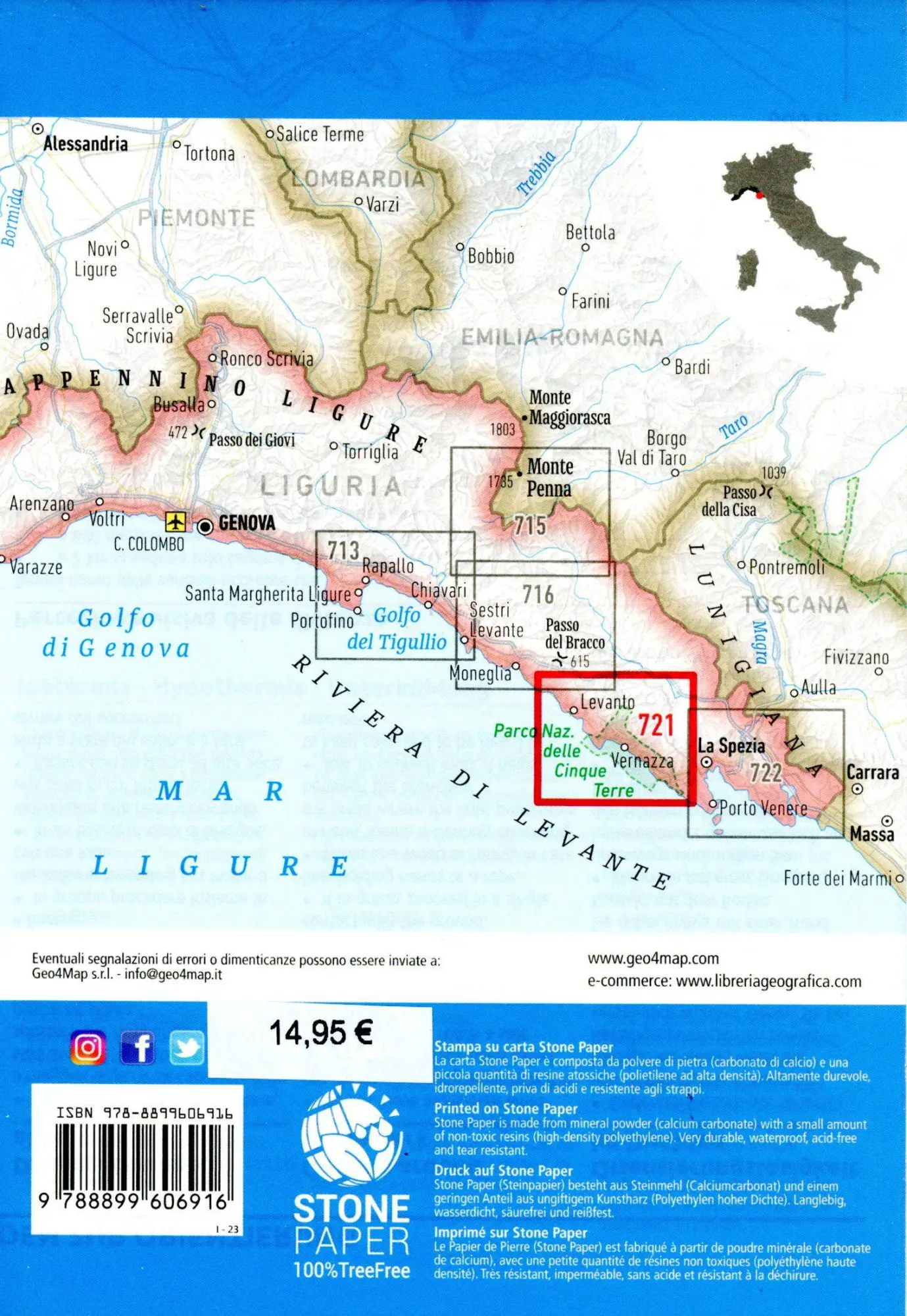 Bild: 9788899606916 | Cinque Terre Bonassol | Wanderkarte 1:25000 | (Land-)Karte | Deutsch
