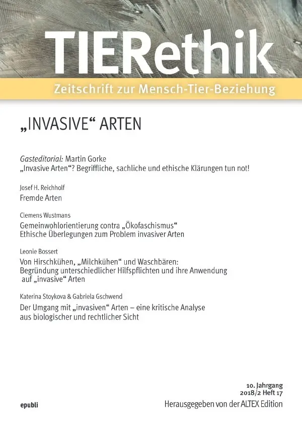 Cover: 9783746777016 | TIERethik (10. Jahrgang 2018/2) | Altex Edition | Taschenbuch | 132 S.