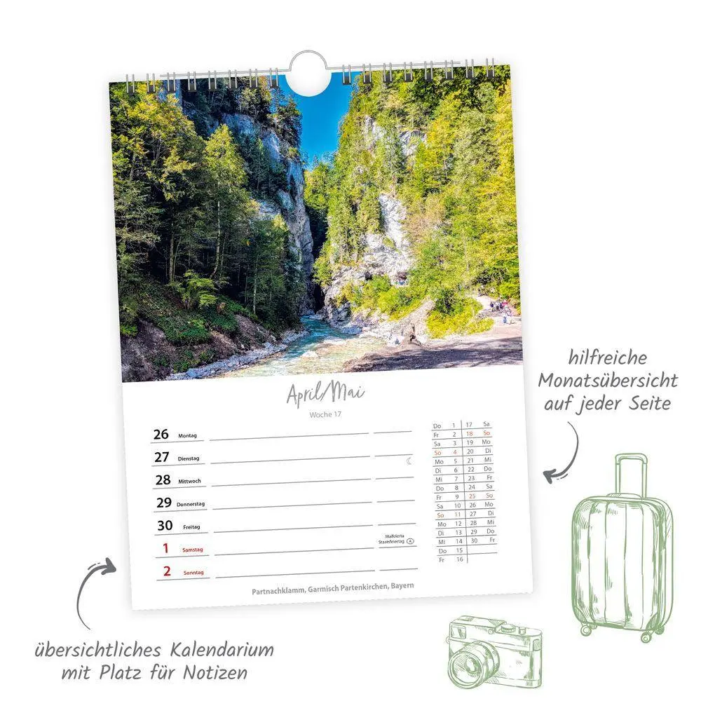 Bild: 9783988027016 | TRÖTSCH - Wochenkalender zum Hängen Deutschlandreise 2027 | KG | 2027