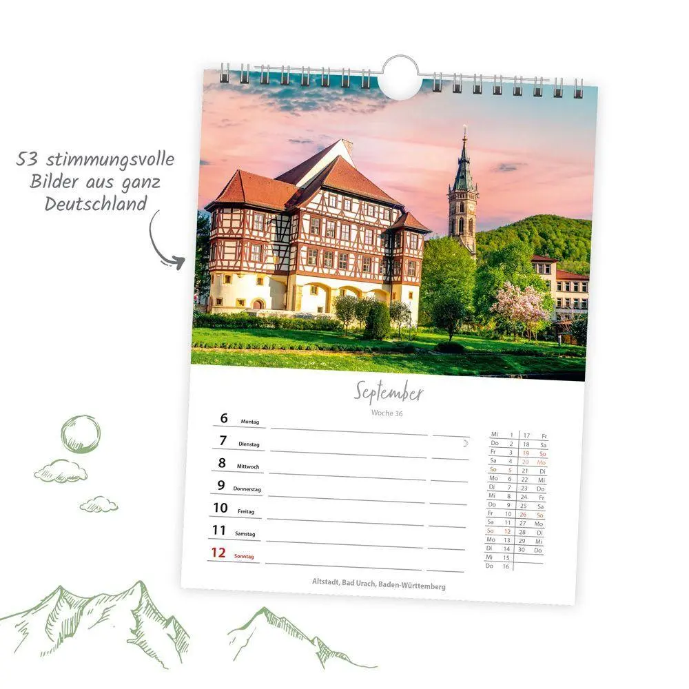 Bild: 9783988027016 | TRÖTSCH - Wochenkalender zum Hängen Deutschlandreise 2027 | KG | 2027
