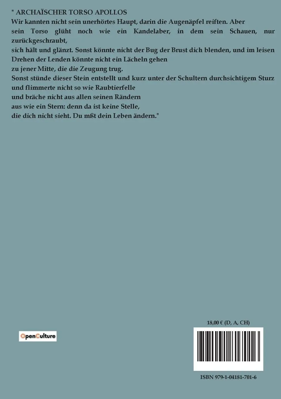 Rückseite: 9791041817016 | Der Neuen Gedichte Anderer Teil | Rainer Maria Rilke | Taschenbuch