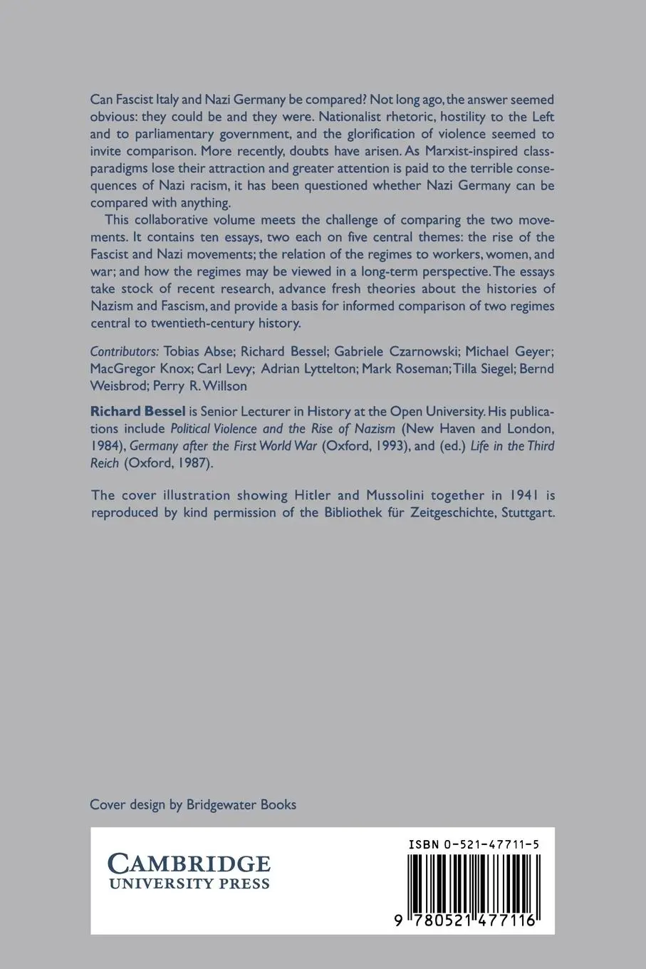 Rückseite: 9780521477116 | Fascist Italy and Nazi Germany | Comparisons and Contrasts | Bessel
