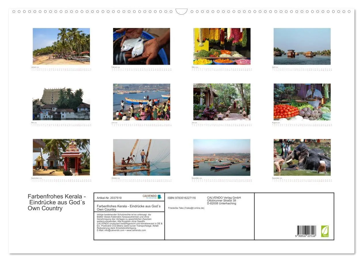 Bild: 9783516227116 | Farbenfrohes Kerala - Eindrücke aus God´s Own Country (Wandkalender...