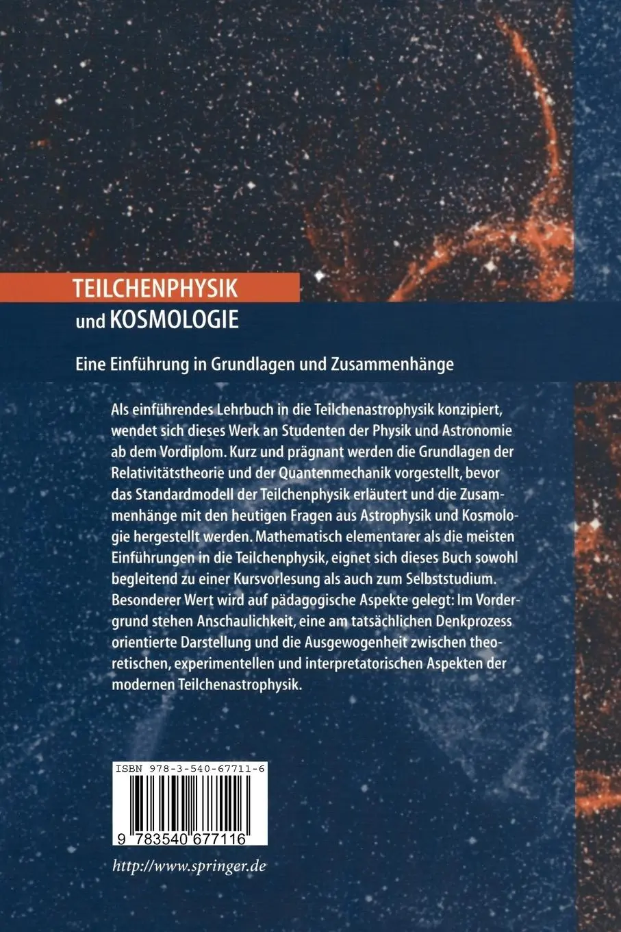 Rückseite: 9783540677116 | Teilchenphysik und Kosmologie | Michael Treichel | Taschenbuch | xv