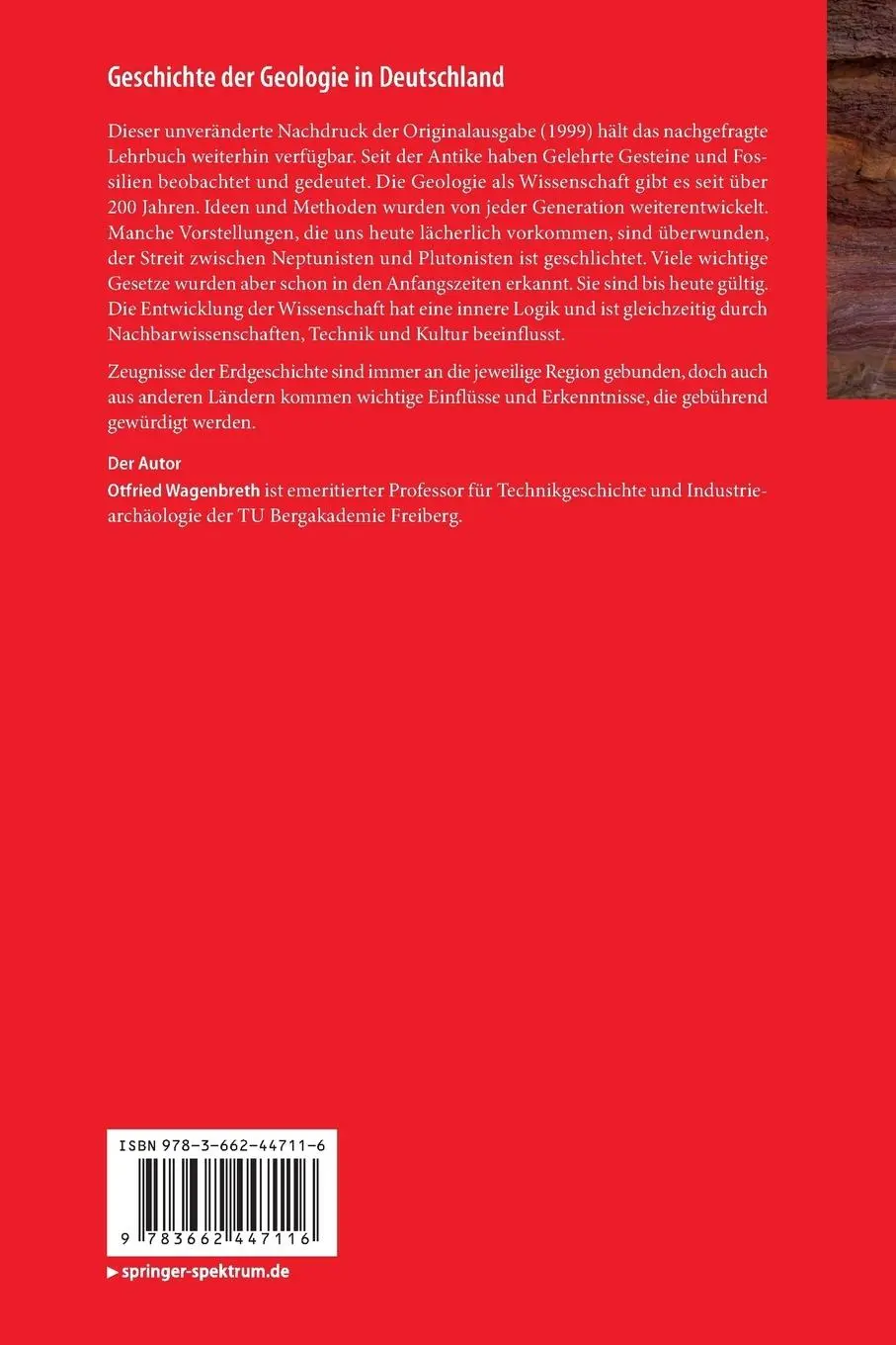 Rückseite: 9783662447116 | Geschichte der Geologie in Deutschland | Otfried Wagenbreth | Buch