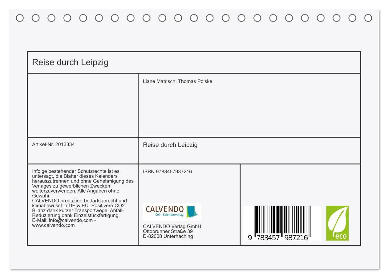 Bild: 9783457987216 | Reise durch Leipzig (Tischkalender 2026 DIN A5 quer), CALVENDO...