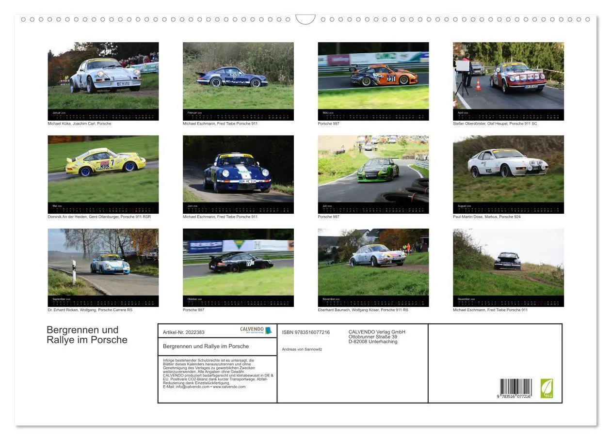Bild: 9783516077216 | Bergrennen und Rallye im Porsche (Wandkalender 2026 DIN A2 quer),...