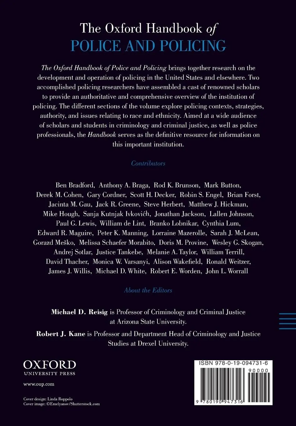 Rückseite: 9780190947316 | Oxford Handbook of Police and Policing | Michael D Reisig (u. a.)