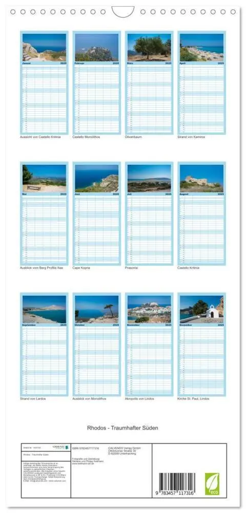 Bild: 9783457117316 | Familienplaner 2025 - Rhodos - Traumhafter Süden mit 5 Spalten...