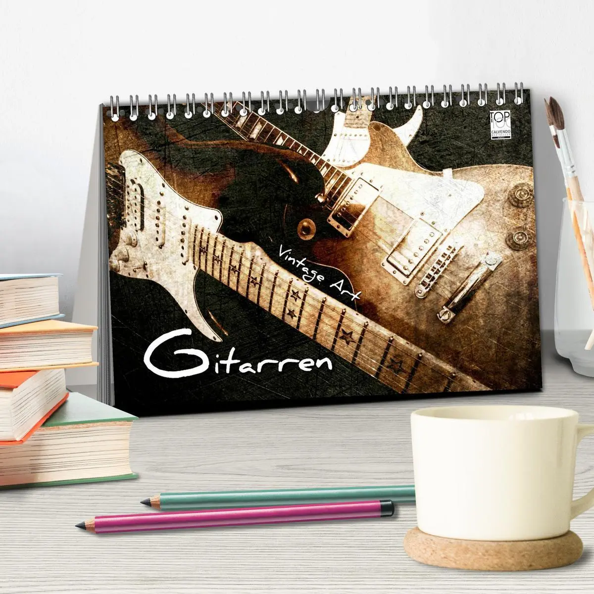 Bild: 9783516137316 | GITARREN Vintage Art (Tischkalender 2026 DIN A5 quer), CALVENDO...