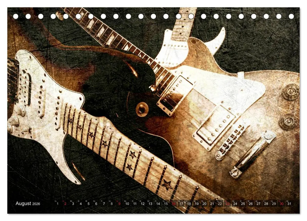 Bild: 9783516137316 | GITARREN Vintage Art (Tischkalender 2026 DIN A5 quer), CALVENDO...