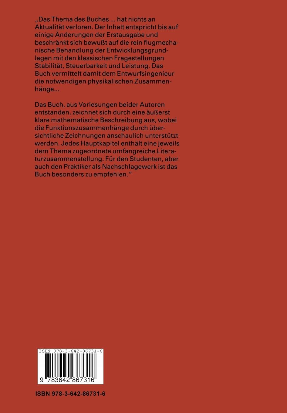 Rückseite: 9783642867316 | Flugmechanik | Moderne Flugzeugentwurfs- und Steuerungskonzepte | Buch