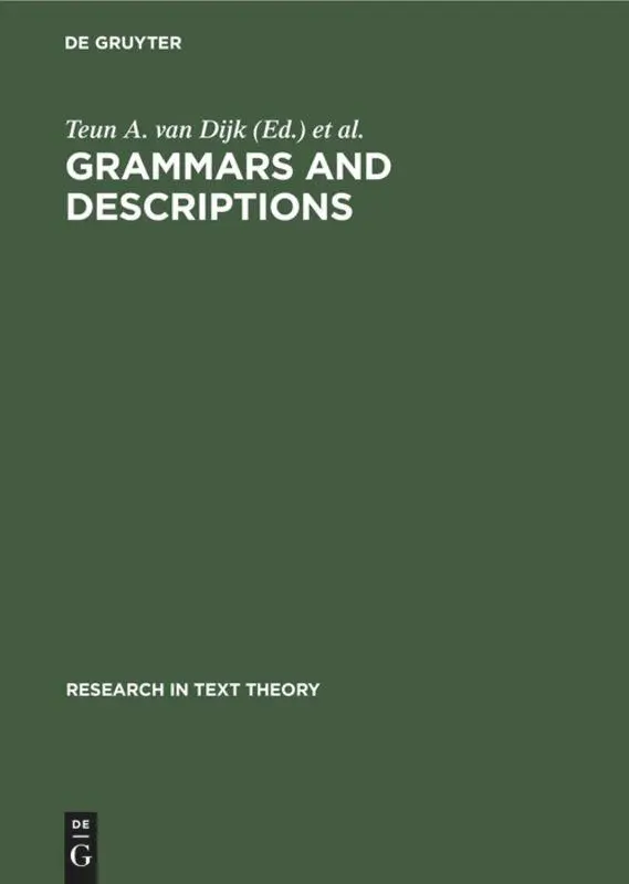 Cover: 9783110057416 | Grammars and Descriptions | (Study in Text Theory and Text Analysis)