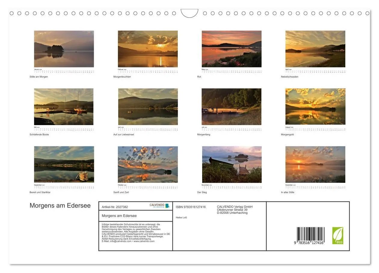 Bild: 9783516127416 | Morgens am Edersee (Wandkalender 2026 DIN A3 quer), CALVENDO...