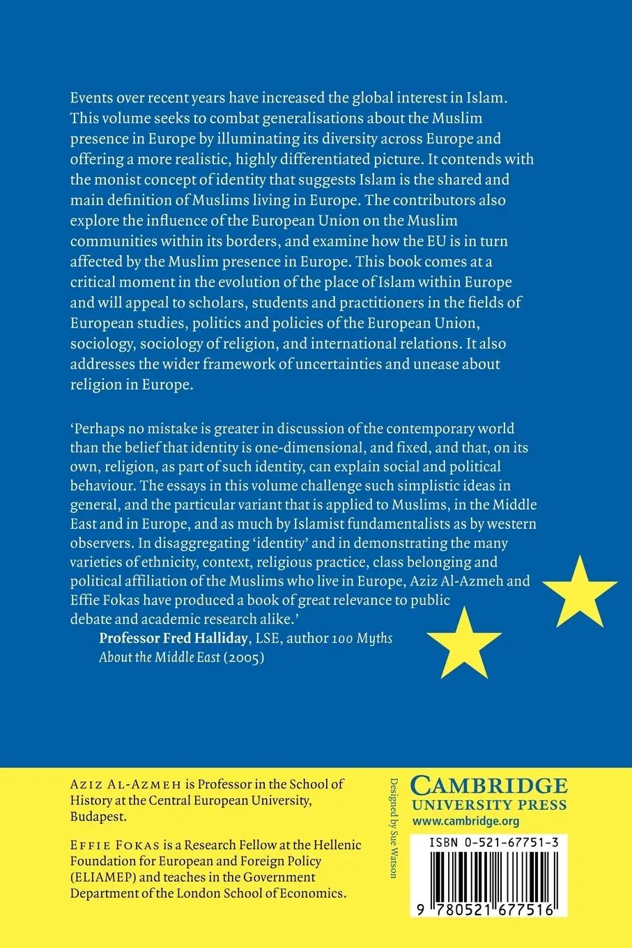 Rückseite: 9780521677516 | Islam in Europe | Diversity, Identity and Influence | Al-Azmeh (u. a.)