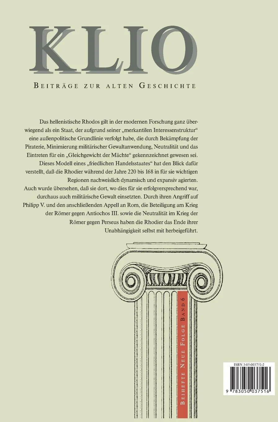Rückseite: 9783050037516 | Krieg, Handel und Piraterie | Hans-Ulrich Wiemer | Buch | 416 S.