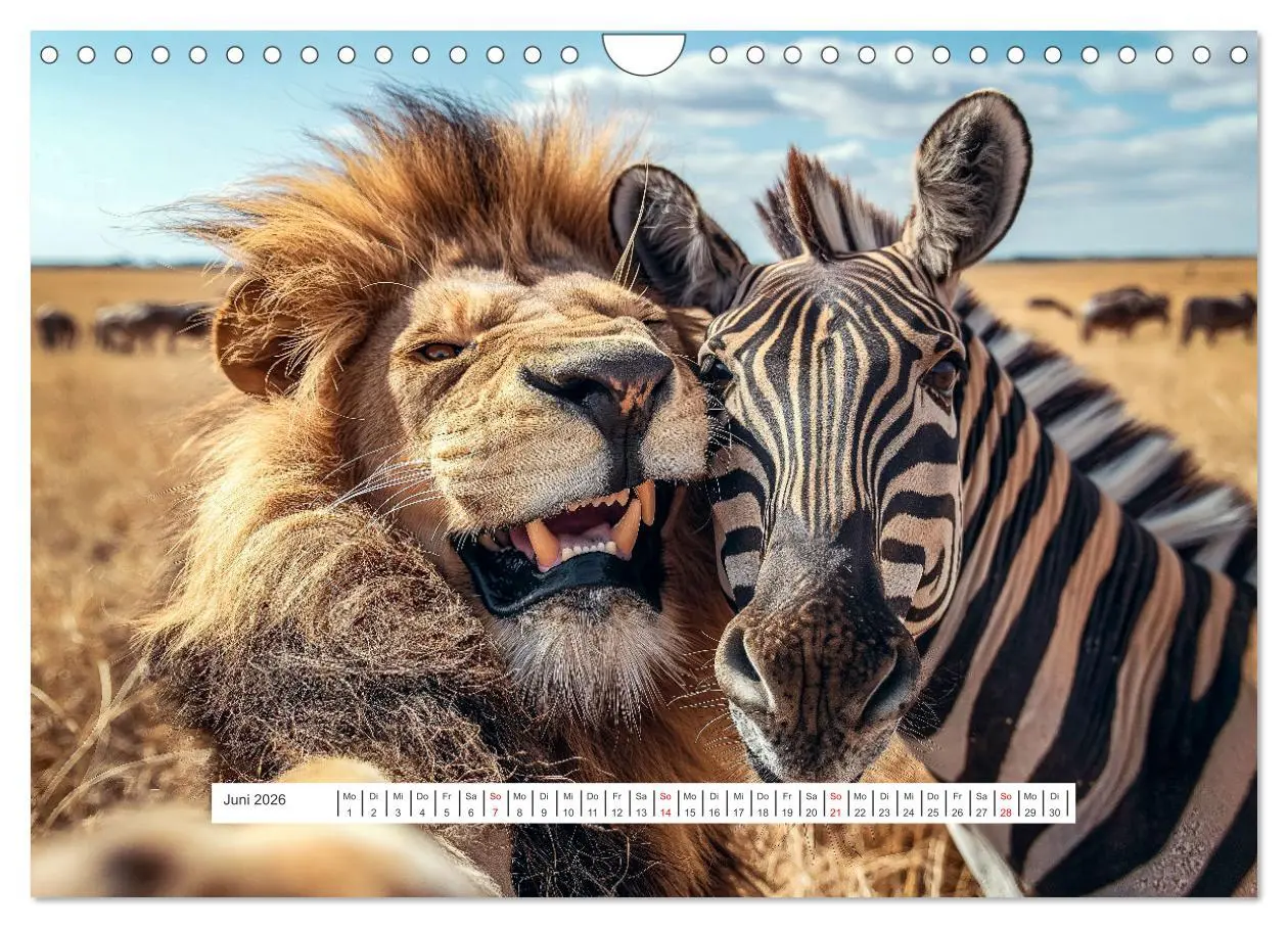 Bild: 9783457337516 | Tier Selfies (Wandkalender 2026 DIN A4 quer), CALVENDO Monatskalender