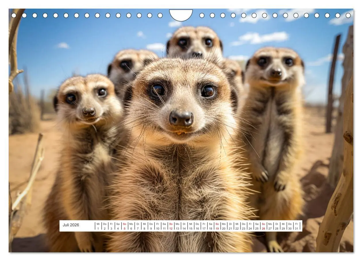 Bild: 9783457337516 | Tier Selfies (Wandkalender 2026 DIN A4 quer), CALVENDO Monatskalender