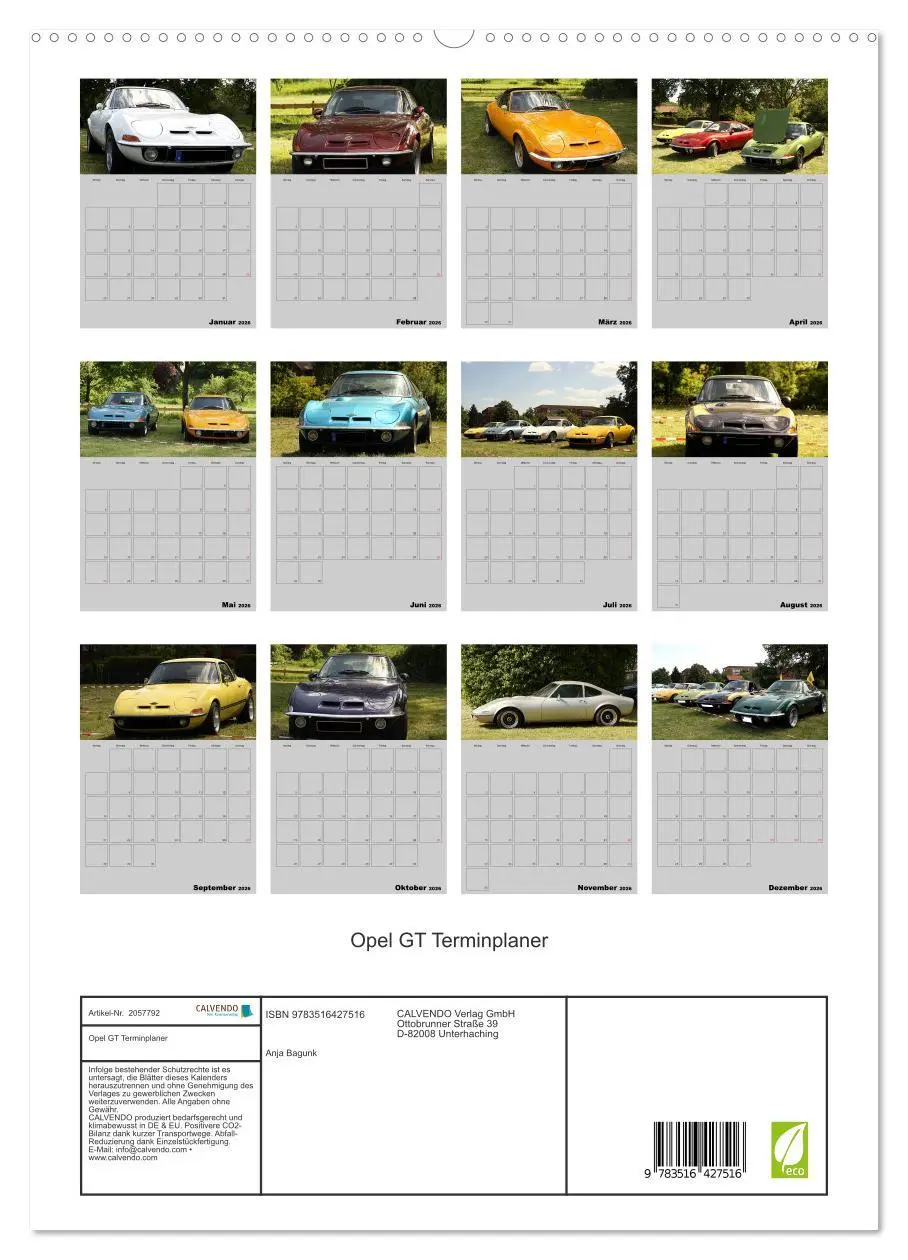 Bild: 9783516427516 | Opel GT Terminplaner (hochwertiger Premium Wandkalender 2026 DIN A2...