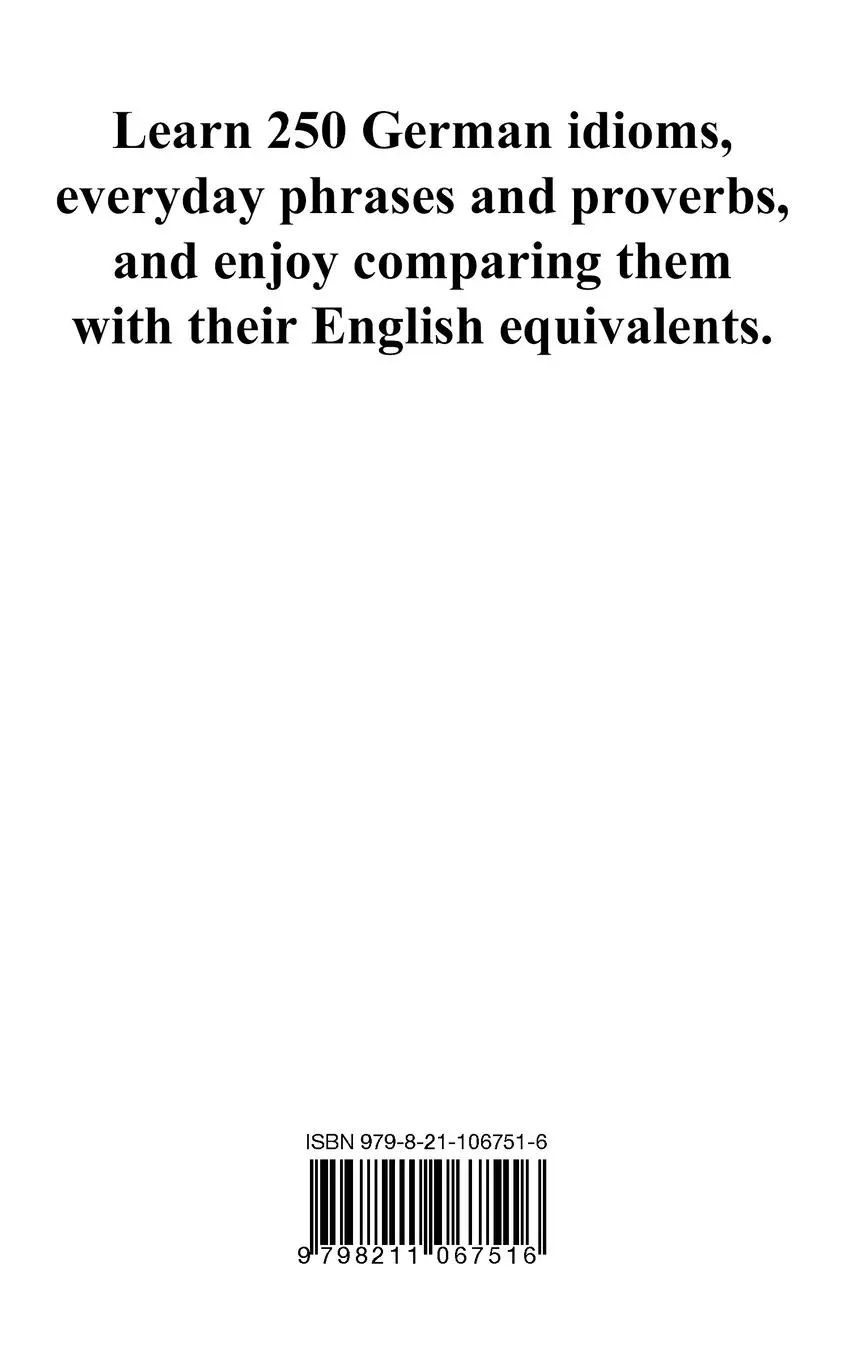 Rückseite: 9798211067516 | Learn German | Proverbs - Idioms and Phrases: German for beginners