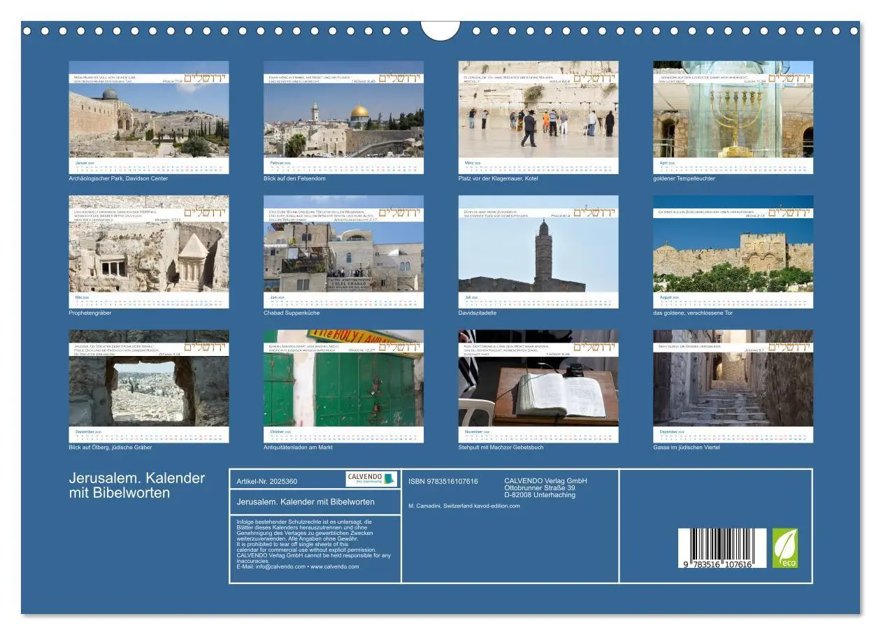 Bild: 9783516107616 | Jerusalem. Kalender mit Bibelworten (Wandkalender 2026 DIN A3...
