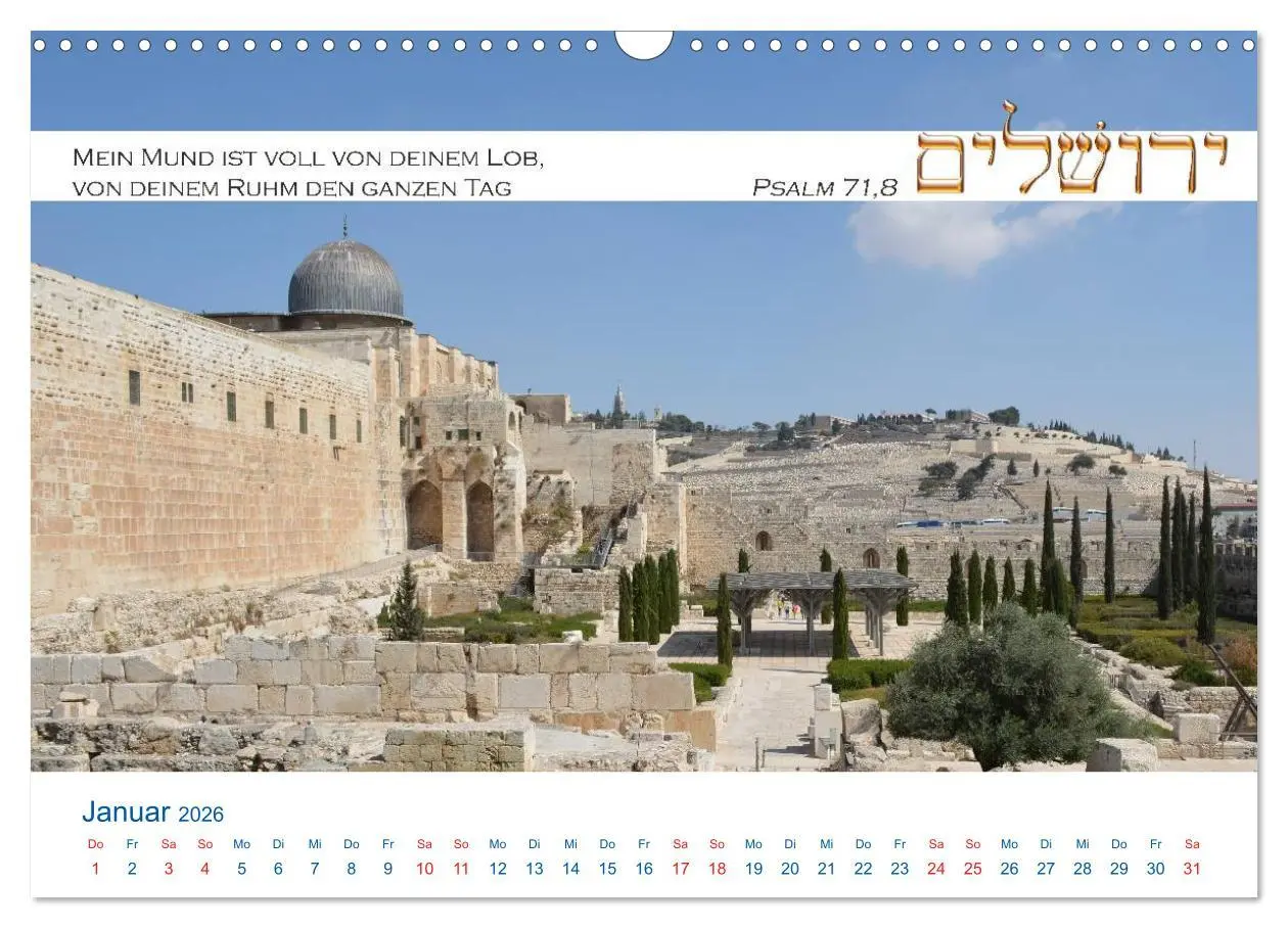 Bild: 9783516107616 | Jerusalem. Kalender mit Bibelworten (Wandkalender 2026 DIN A3...
