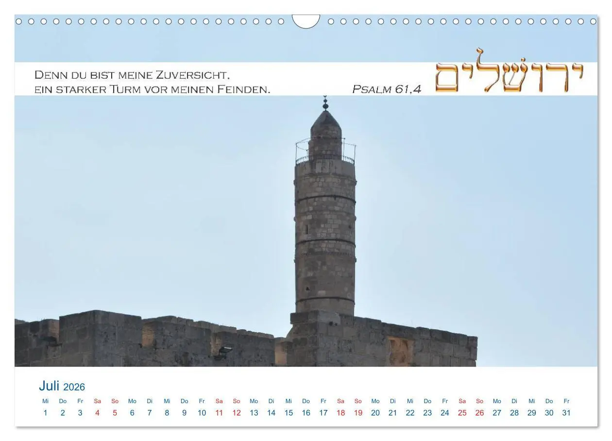 Bild: 9783516107616 | Jerusalem. Kalender mit Bibelworten (Wandkalender 2026 DIN A3...
