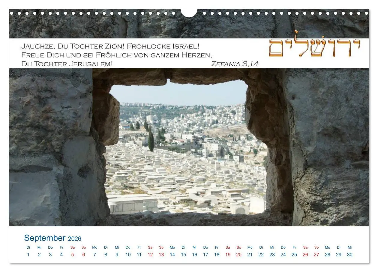 Bild: 9783516107616 | Jerusalem. Kalender mit Bibelworten (Wandkalender 2026 DIN A3...