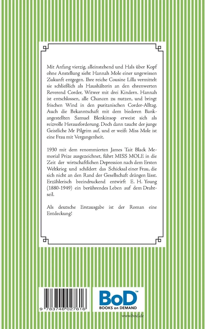 Rückseite: 9783746027616 | Miss Mole | Roman | E. H. Young (u. a.) | Taschenbuch | 358 S. | 2019