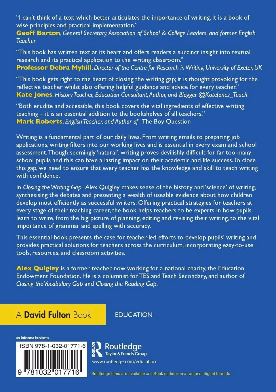 Rückseite: 9781032017716 | Closing the Writing Gap | Alex Quigley | Taschenbuch | Englisch | 2022