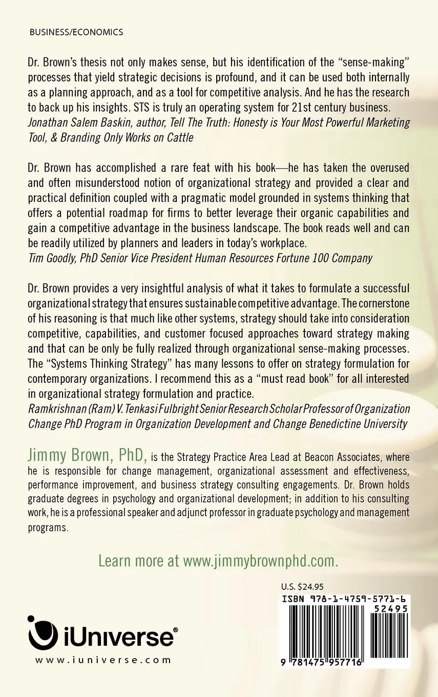Rückseite: 9781475957716 | Systems Thinking Strategy | Jimmy Brown | Buch | Gebunden | Englisch
