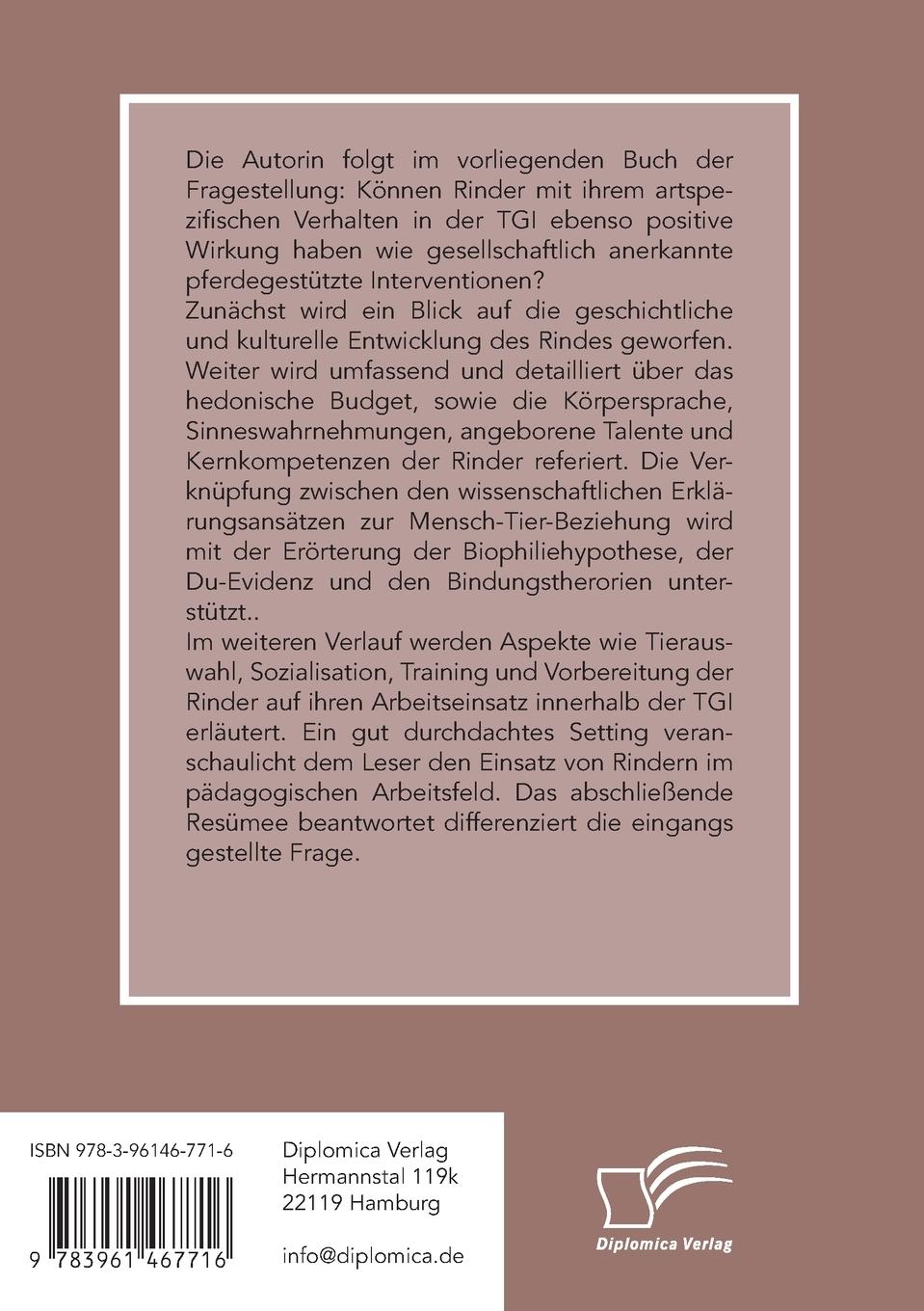 Rückseite: 9783961467716 | Tiergestützte Intervention mit Rindern: Die Chance, als Nutztier...